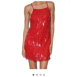 Walter Baker Nyla Fringe Vibrant Red Mini Dress REVOLVE